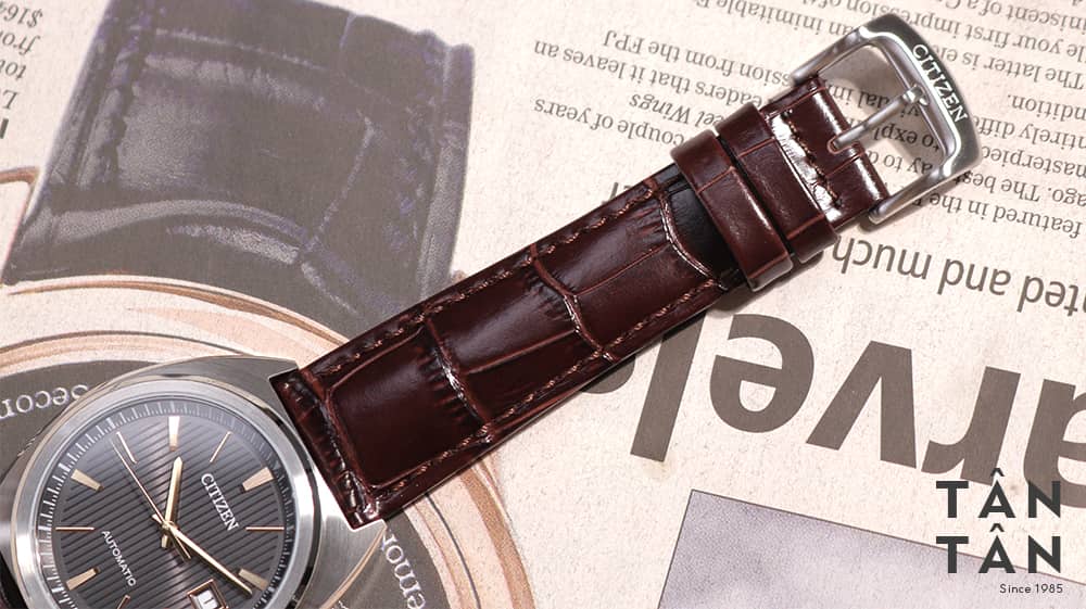 Đồng hồ Citizen NJ0101-03H - Dây da dập vân cá sấu màu nâu sang trọng