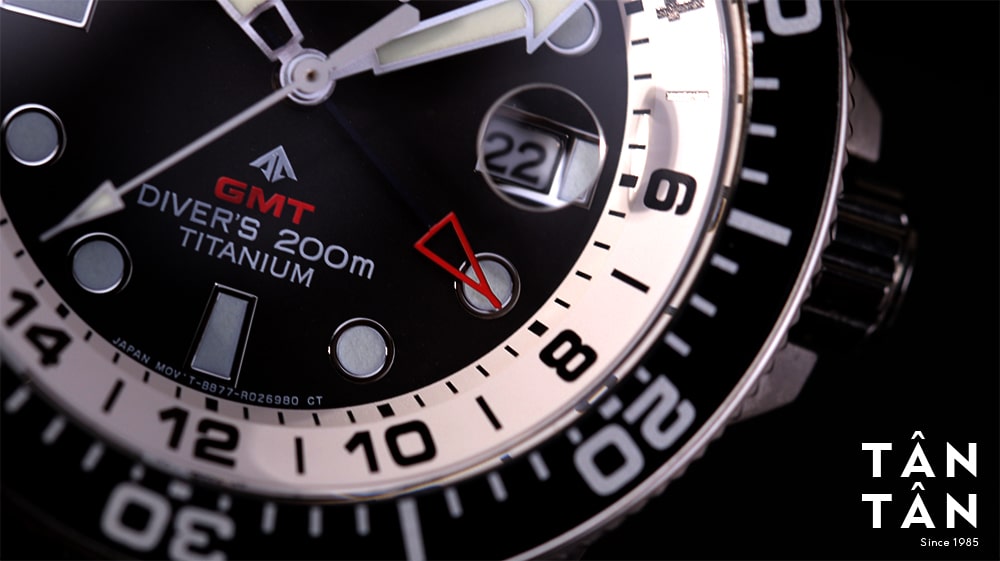 Đồng hồ Citizen BJ7110-11E - Kim GMT hình mũi tên màu đỏ hiển thị múi giờ thứ 2