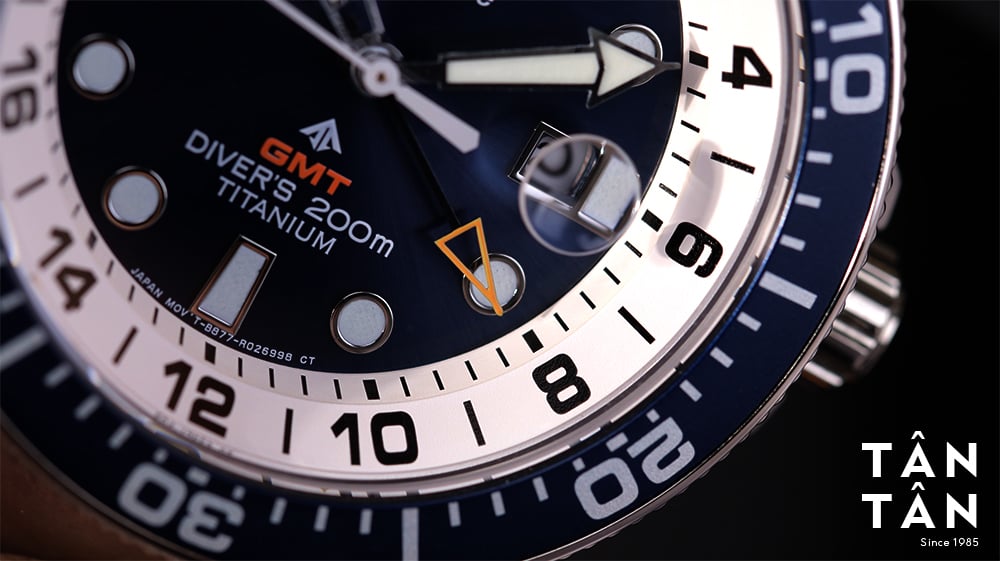 Đồng hồ Citizen BJ7111-86L - Kim GMT hình mũi tên màu cam hiển thị múi giờ thứ 2