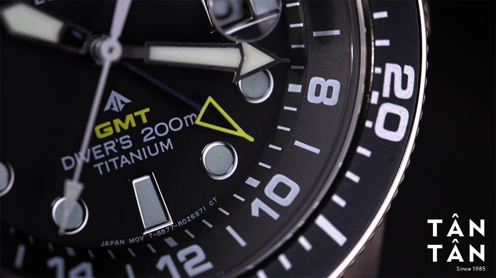 Đồng hồ Citizen BJ7110-89E - Kim GMT hình mũi tên màu cam hiển thị múi giờ thứ 2