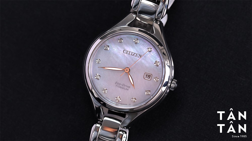 Đồng hồ Citizen EW2560-86D Mặt số khảm xà cừ đính 12 viên kim cương cực kỳ sang trọng 