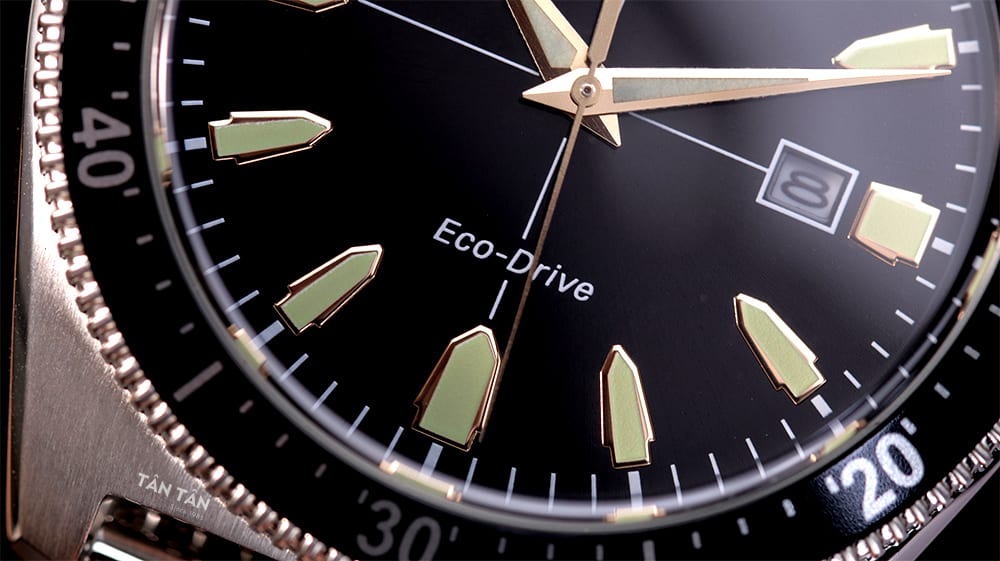 Đồng hồ Citizen AW1590-55E - Tên bộ máy được in lên mặt số góc 6h