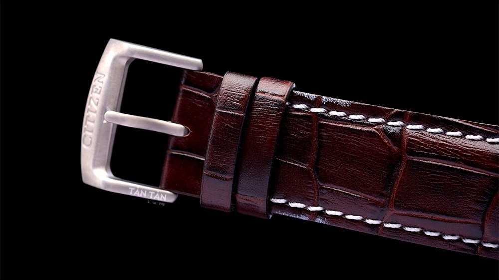 Đồng hồ Citizen BL5551-06L - Dây da nâu dập vân cá sấu và khóa cài thông dụng