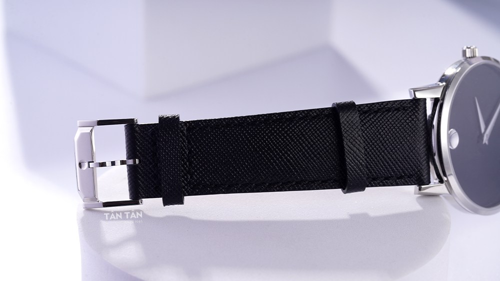Đồng hồ Movado 0607473 - Dây da saffiano màu đen với khóa cài tiện lợi của Movado 0607473