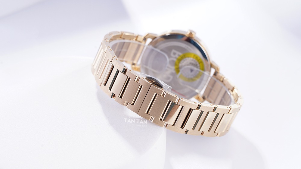 Đồng hồ Movado 3600649 - Dây đeo thép không gỉ thiết kế H-link được mạ vàng gold toàn bộ của Movado 3600649 