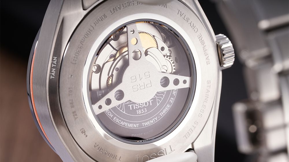 Đồng hồ Tissot PRS 516 T100.430.11.031.00 - Thiết kế lộ bộ máy cơ Powermatic 80 của Thụy Sĩ 