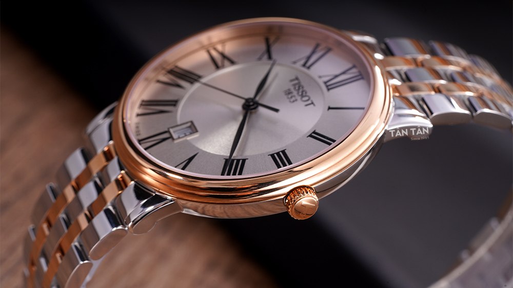 Đồng hồ Tissot T122.410.22.033.00 - Bộ vỏ thép không gỉ bo tròn được mạ PVD vàng hồng sang trọng