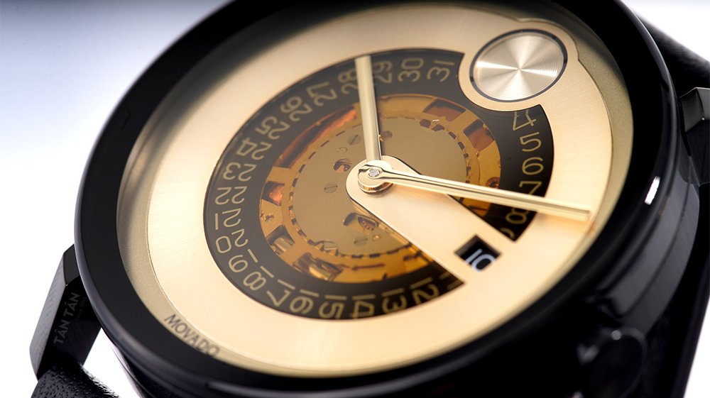 Đồng hồ Movado 3600676 - Bộ 2 kim baton kết hợp với vòng lịch màu đen rất nổi bật của Movado 3600676