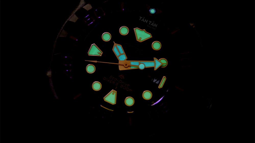 Đồng hồ Citizen BN0220-16E - Bộ kim và các cọc số được phủ dạ quang