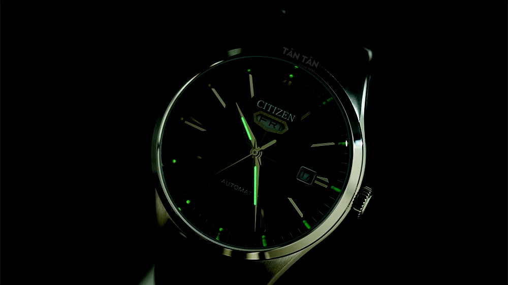 Đồng hồ Citizen C7 NH8390-03X - Bộ kim và các chấm giờ phủ dạ quang của NH8390-03X