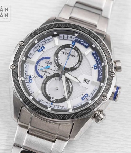 Đồng Hồ Citizen CA0120-51A Nam Eco-Drive Chronograph Lịch Ngày 45mm
