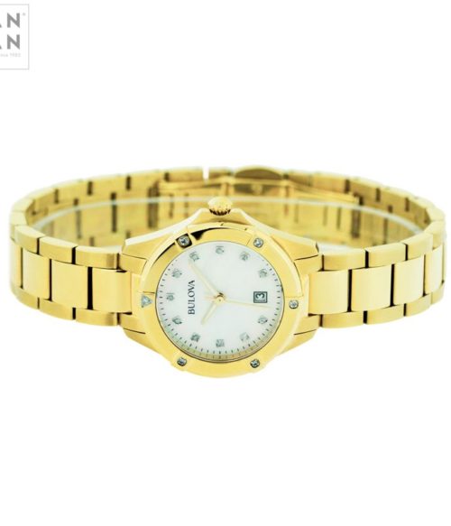 Đồng Hồ Bulova 97W100 Nữ Mặt Xà Cừ Đính Diamond Thép Không Gỉ 27mm