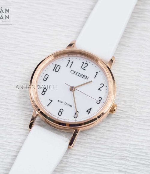 Đồng Hồ Citizen EM0579-14A Nữ Dây Da Eco-Drive 30mm