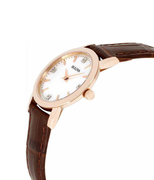 Đồng Hồ Bulova 97P105 Nữ Dây Da Đính Diamond 27mm