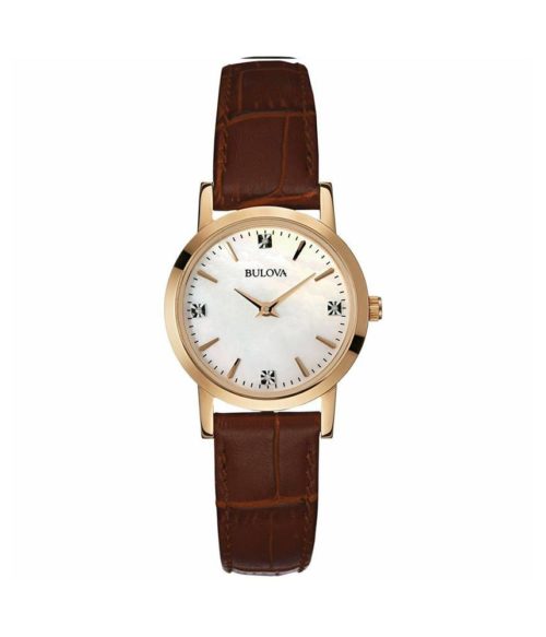 Đồng Hồ Bulova 97P105 Nữ Dây Da Đính Diamond 27mm