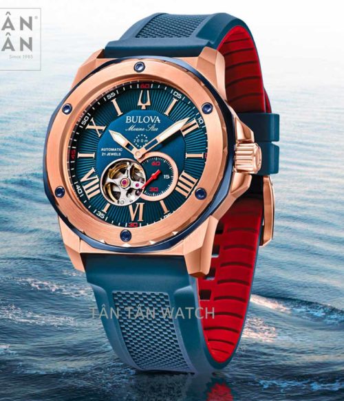 Đồng Hồ Bulova 98A227 Nam Máy Cơ Dây Cao Su 45mm